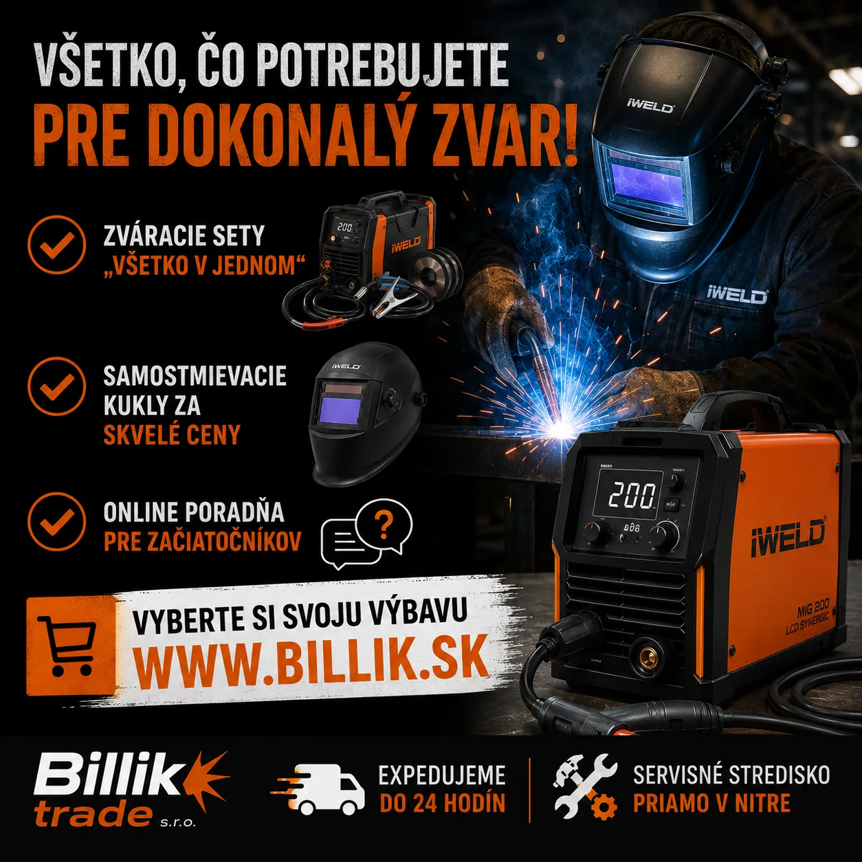 Samostmievacie zváracie kukly a ochranné sklá IWELD — Billik Trade