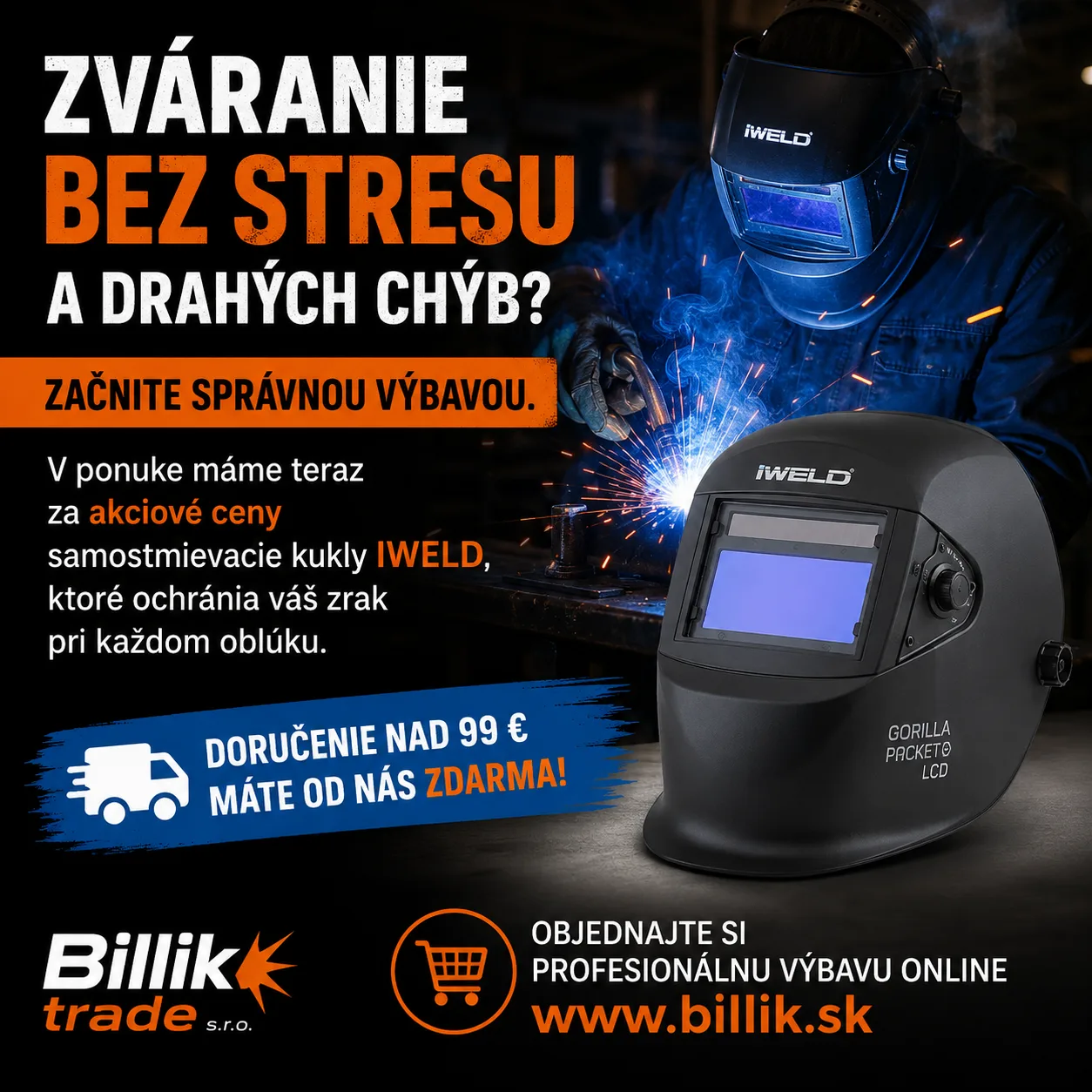 Samostmievacie zváracie kukly a ochranné sklá IWELD — Billik Trade
